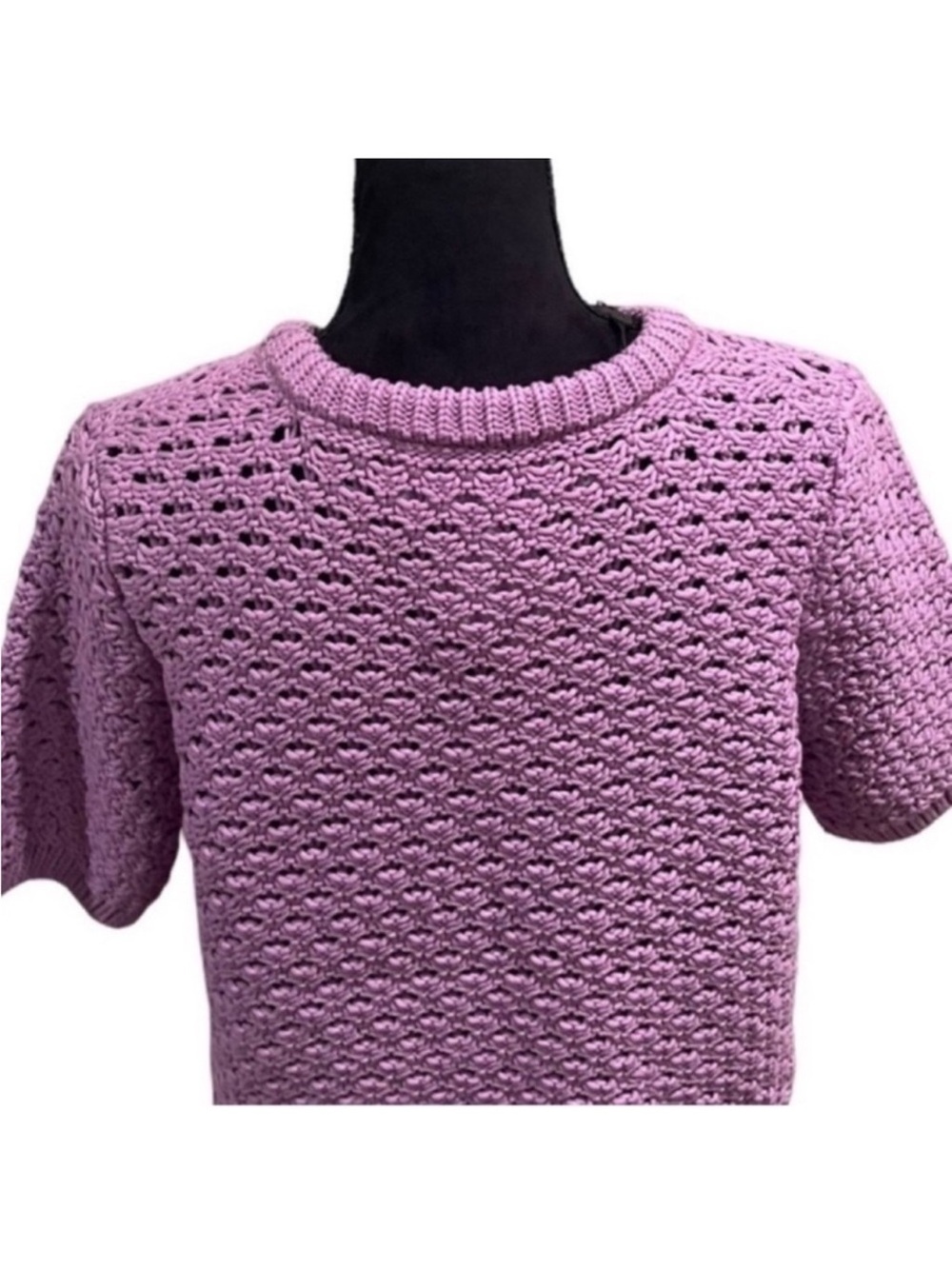 Selected Femme NWT chunky shortsleeved knit weave violet sweater extra large - Picture 9 of 14